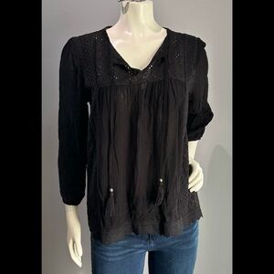 Knox Rose Black Eyelet and Textured Blouse